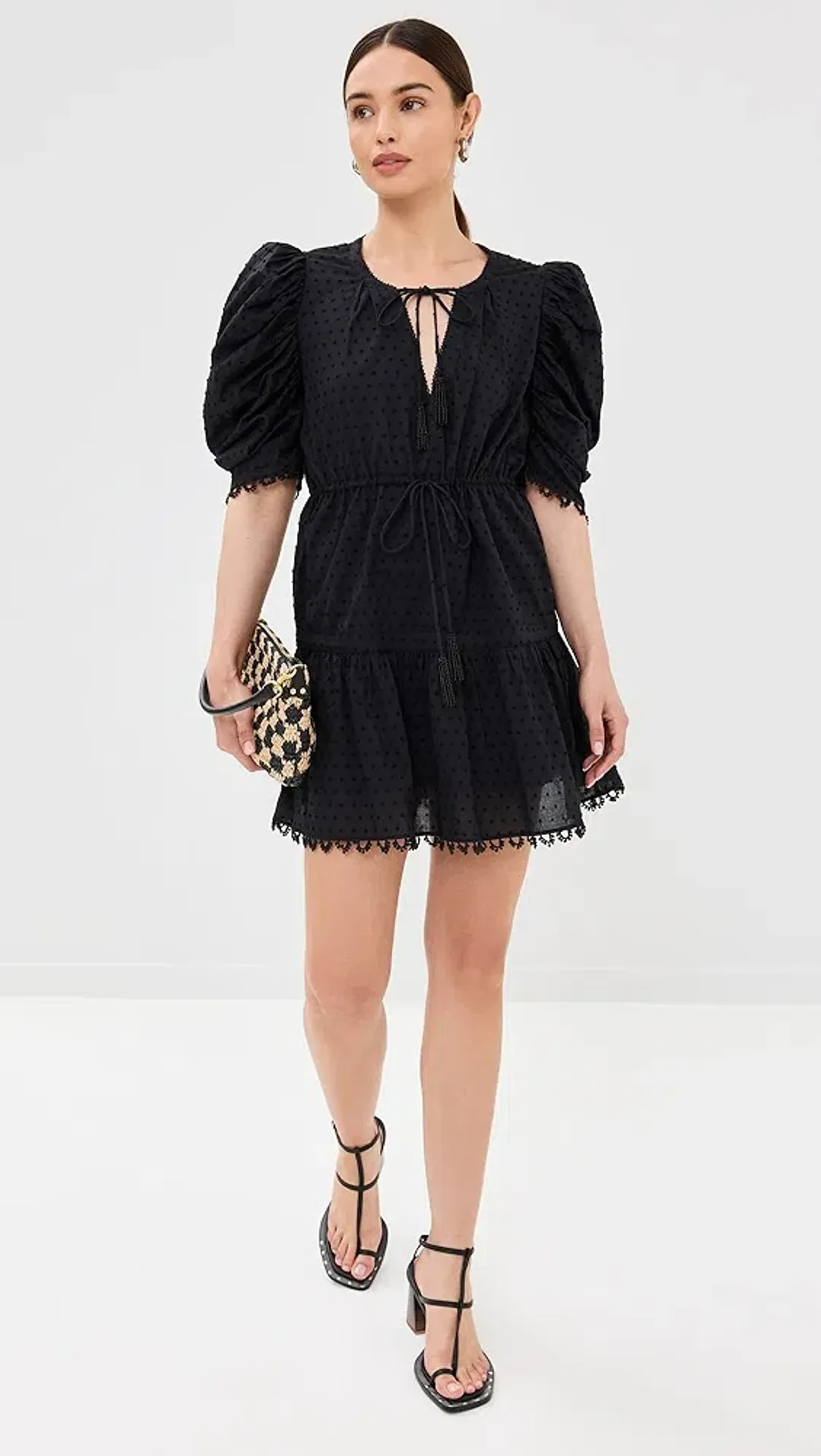 Farm Rio Summer Garden Mini Dress Black Size Small for rent on The Volte - main image