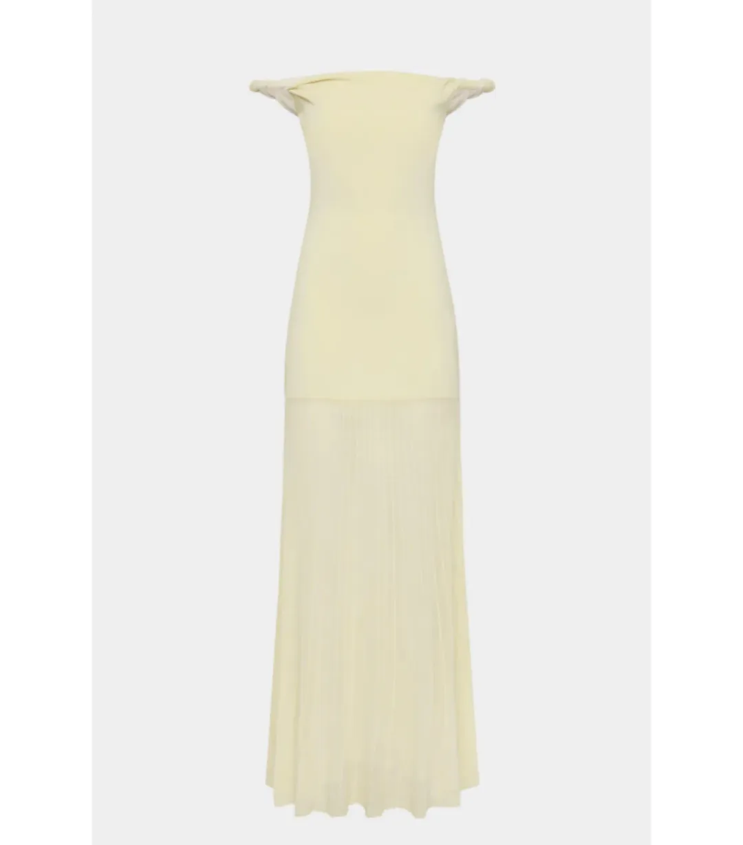 Sir the Label Ella Off Shoulder Twist Dress in Lemon Sorbet Size 10 for rent on The Volte - main image