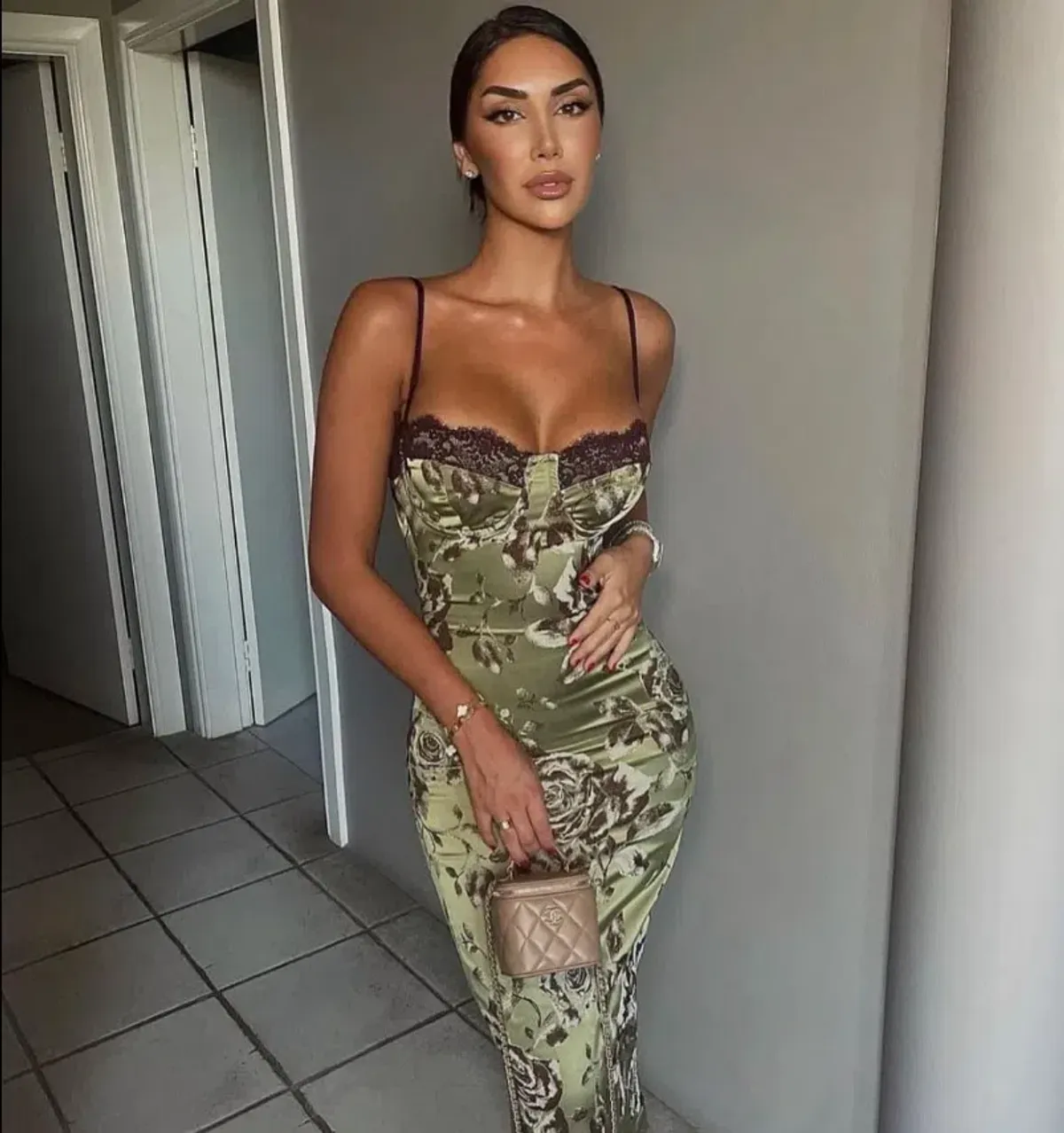 House of CB Cassia Floral Midi Dress Green Size S / 8 AU - Image 2