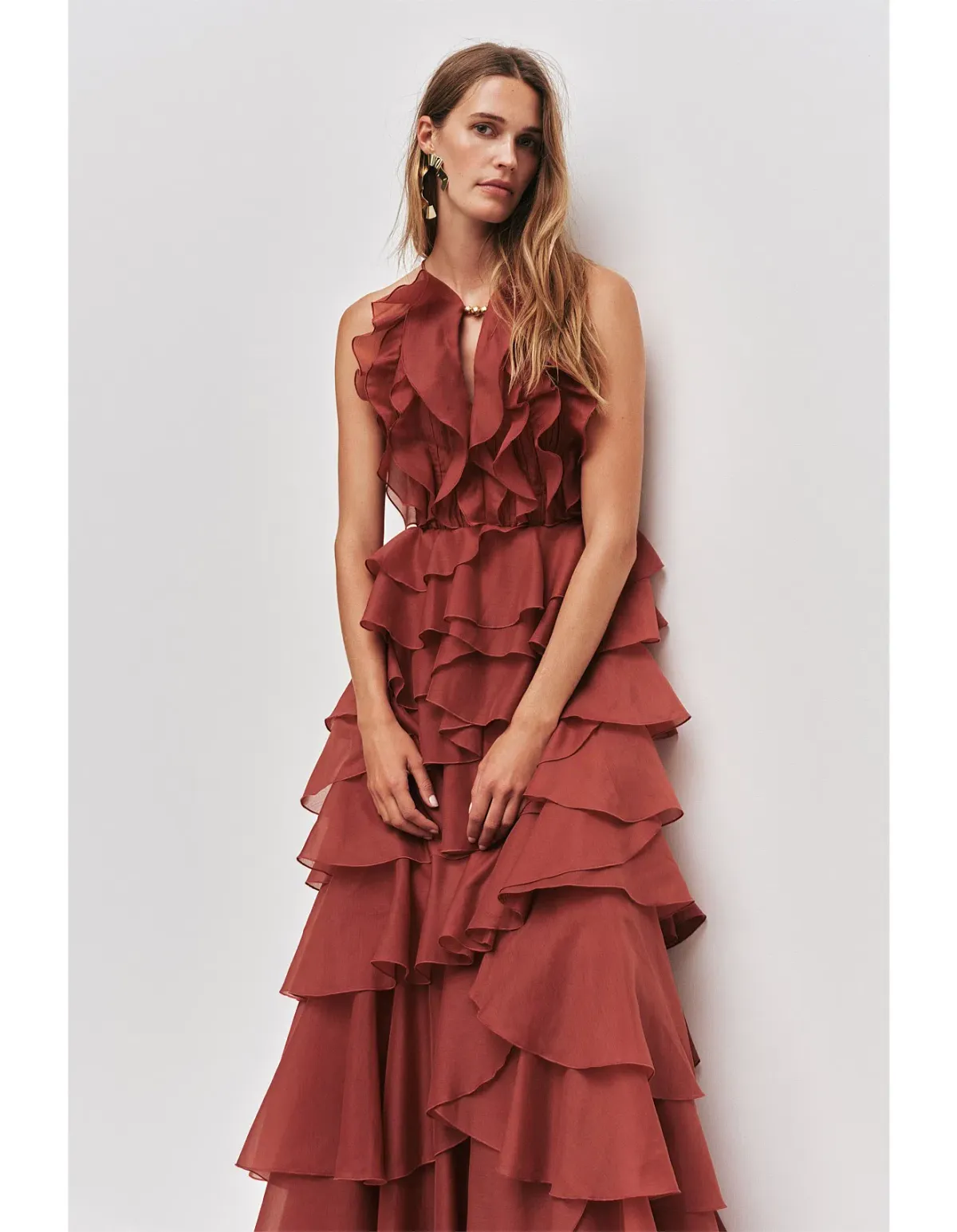 Aje Cleo Gown in Rust Size 14 - Image 2