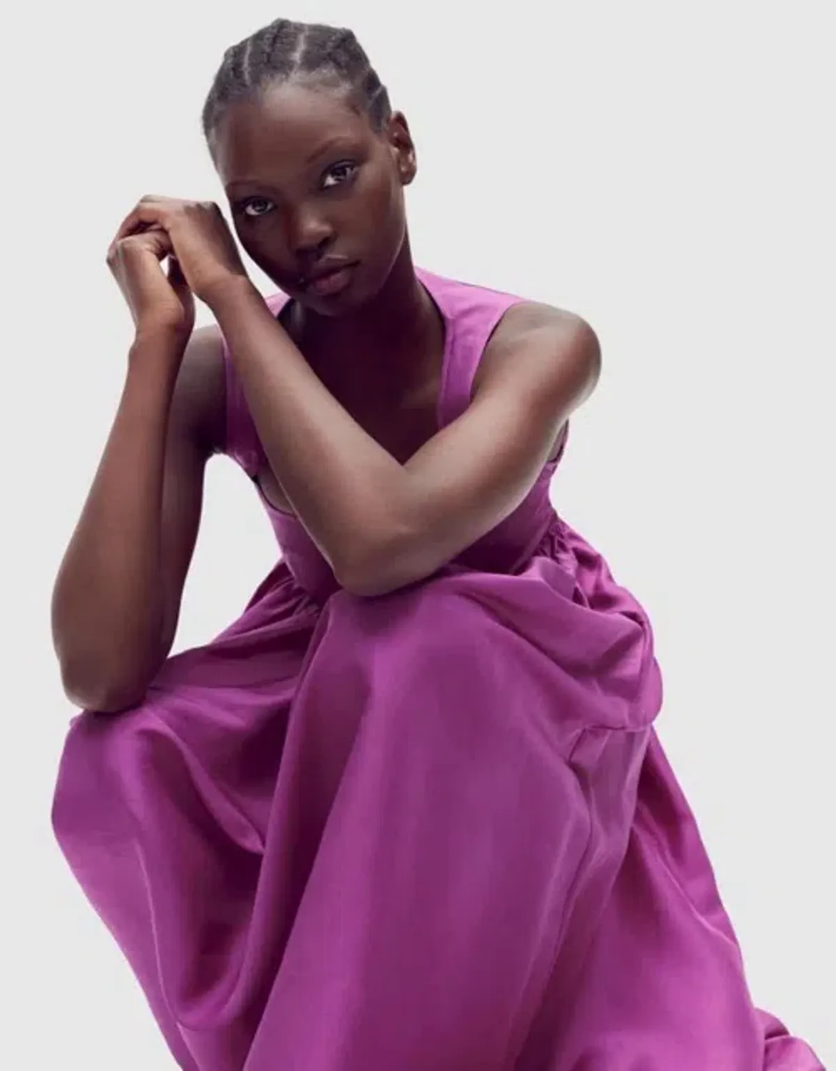 OROTON Strappy Open Back Poplin Maxi Sundress in Magenta Size 10 - Image 5