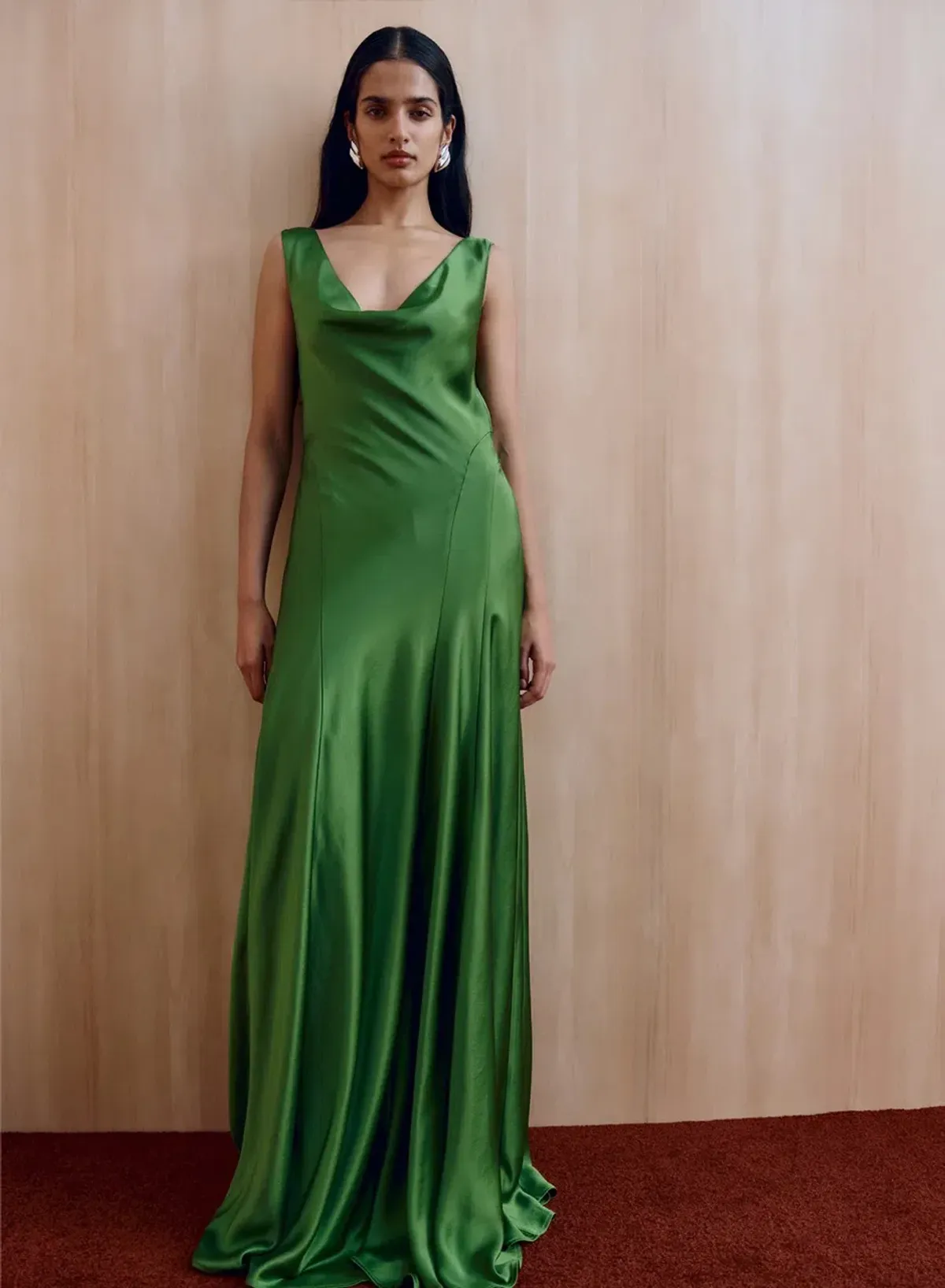 ANNA QUAN Keira Draped Maxi Dress Gown in Green Fern 10 - Image 4