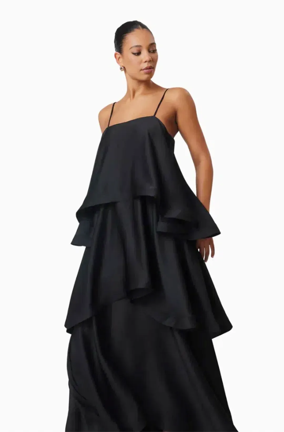 Tilly Tiered Maxi Dress in Black in XXL for rent on The Volte - main image