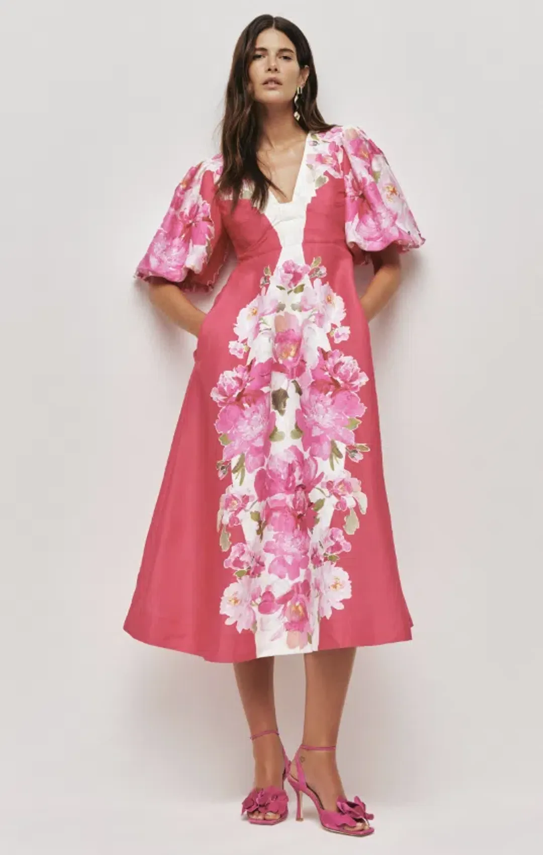 AJE Overflow Knotted Midi Dress Rosa bold Size 14 for rent on The Volte - main image