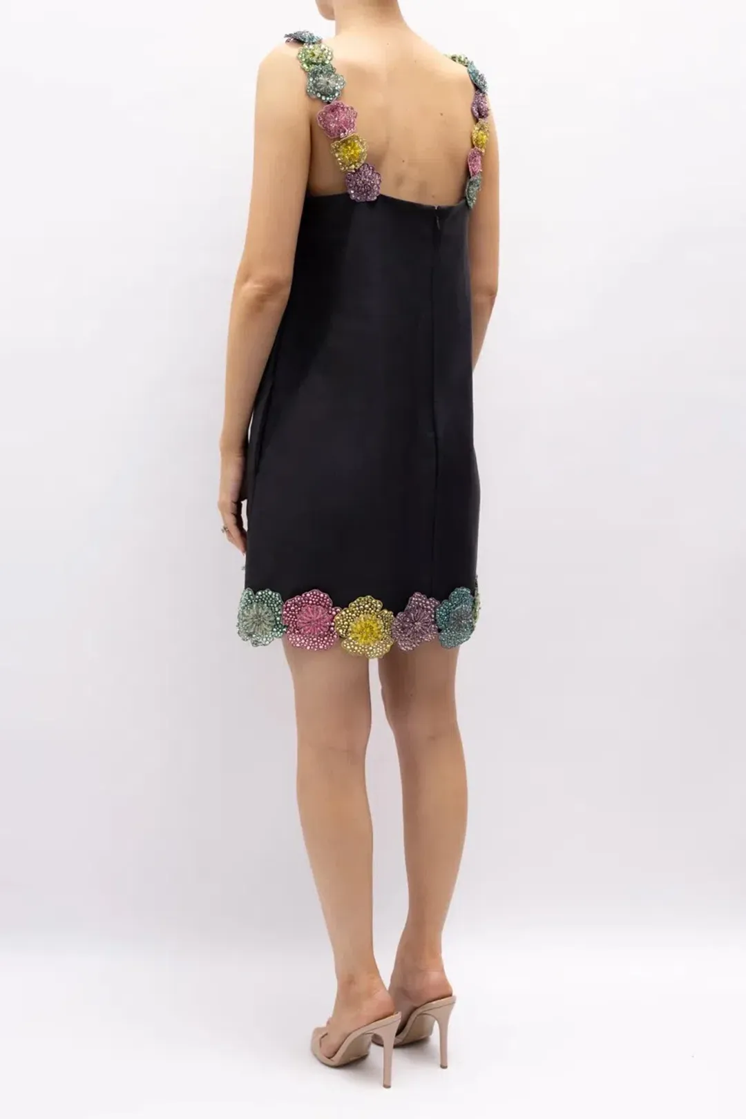 ALEMAIS Lolita Floral Beaded Mini Dress Black 10 AU for rent on The Volte - main image