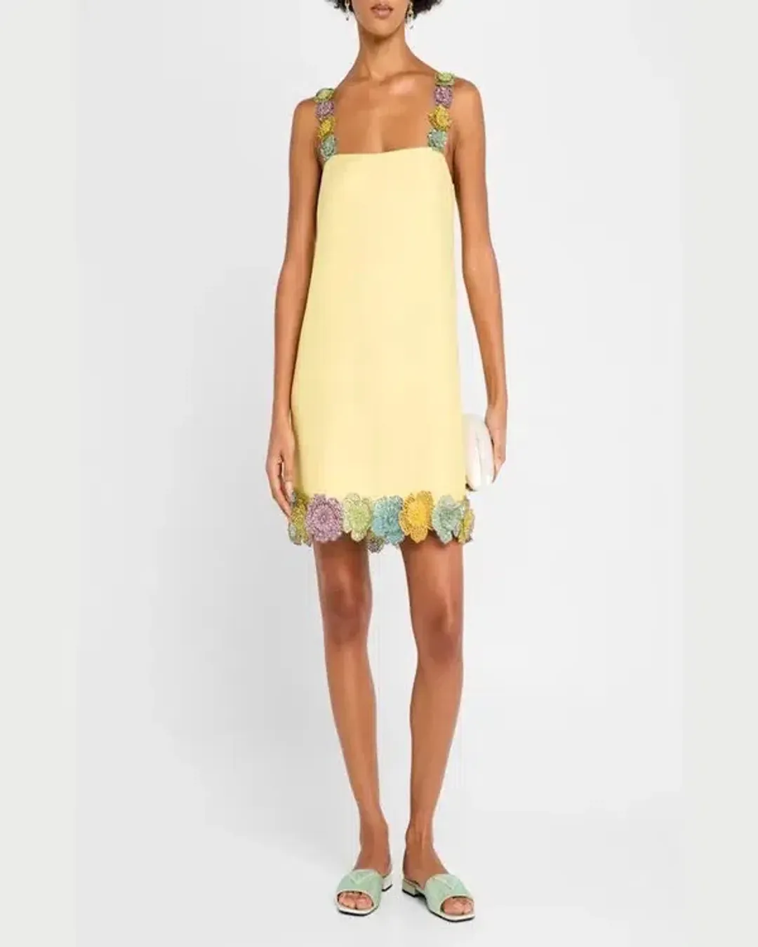 ALEMAIS Lolita Floral Beaded Mini Dress Yellow 10 AU for rent on The Volte - main image