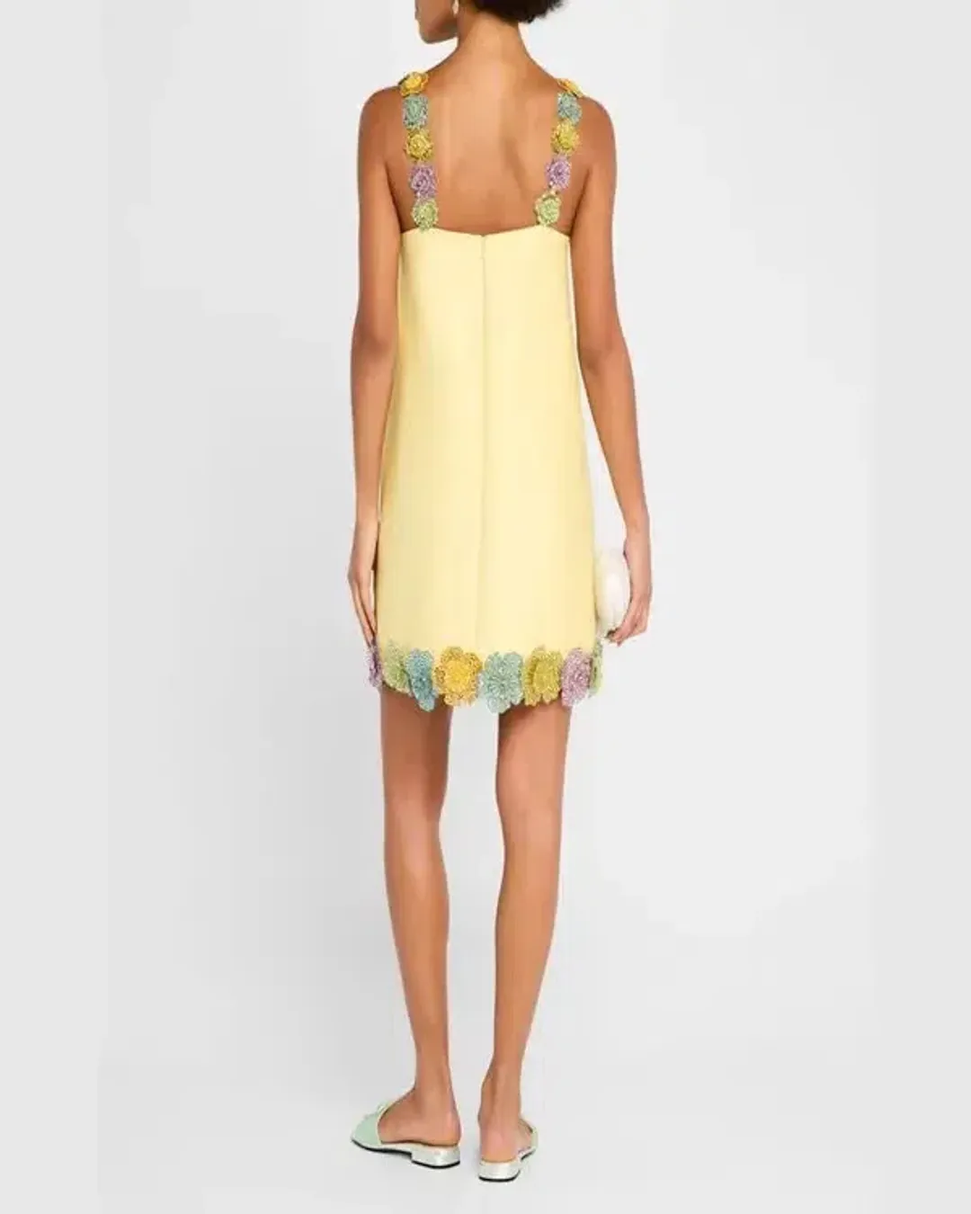 ALEMAIS Lolita Floral Beaded Mini Dress Yellow 10 AU for rent on The Volte - main image