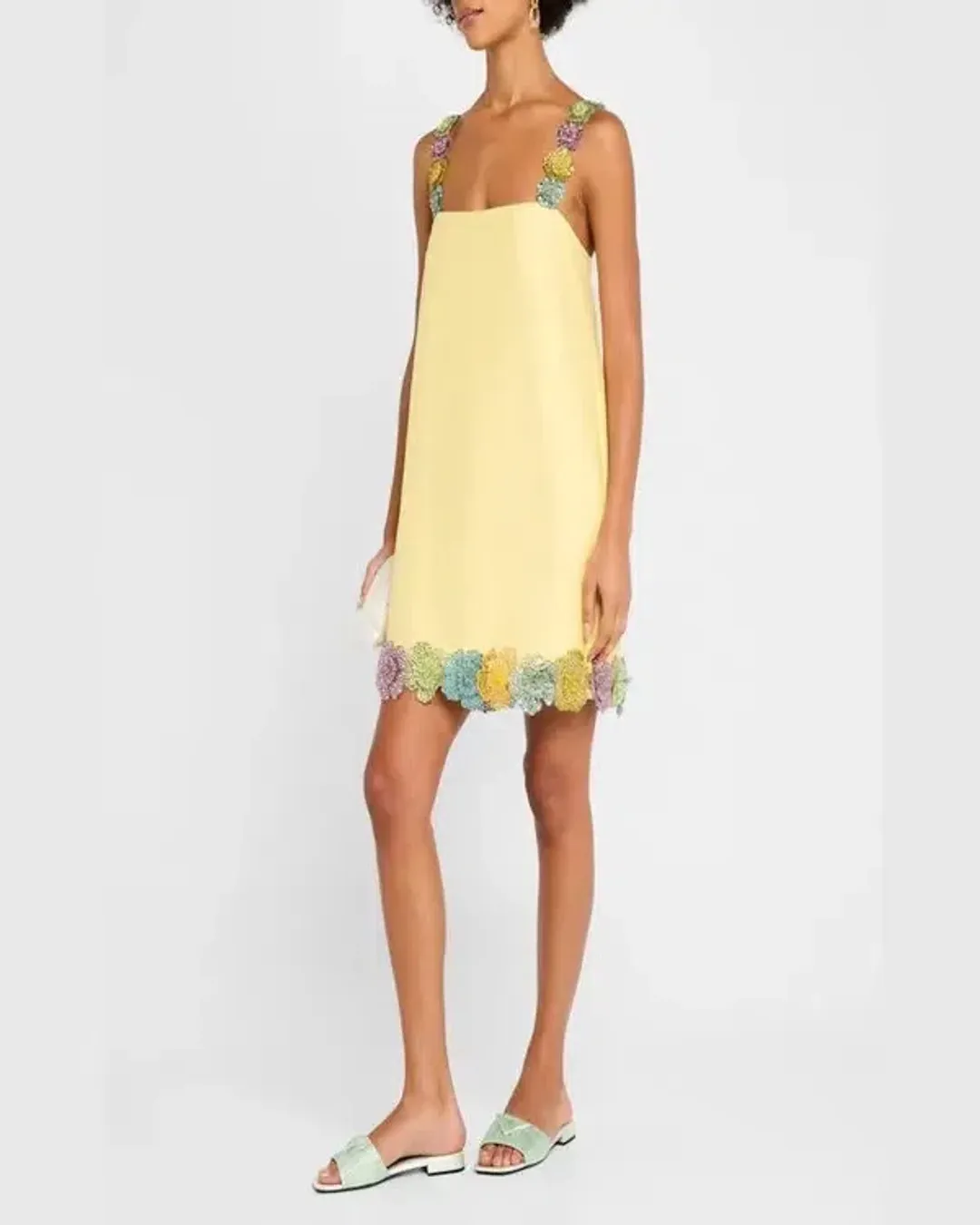 ALEMAIS Lolita Floral Beaded Mini Dress Yellow 10 AU for rent on The Volte - main image