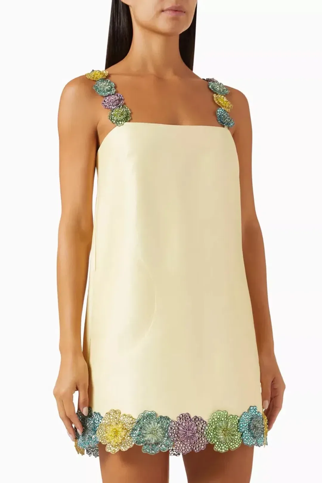 ALEMAIS Lolita Floral Beaded Mini Dress Yellow 10 AU for rent on The Volte - main image