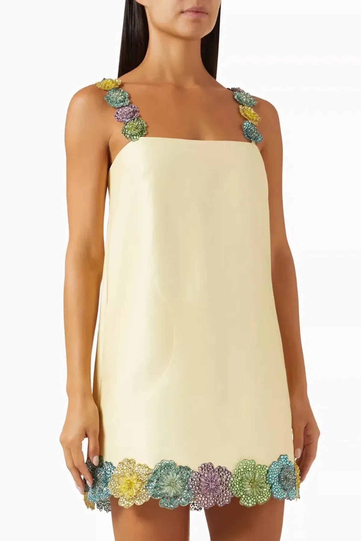 ALEMAIS Lolita Floral Beaded Mini Dress Yellow 10 AU - Image 5