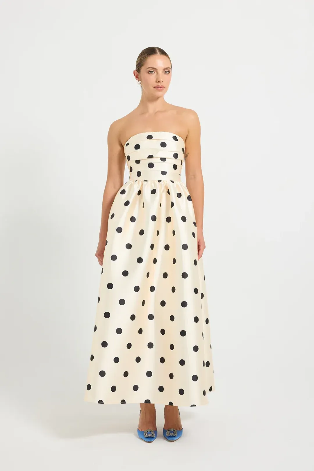 Pasduchas Dottie Strapless Midi Dress Size 6 for rent on The Volte - main image