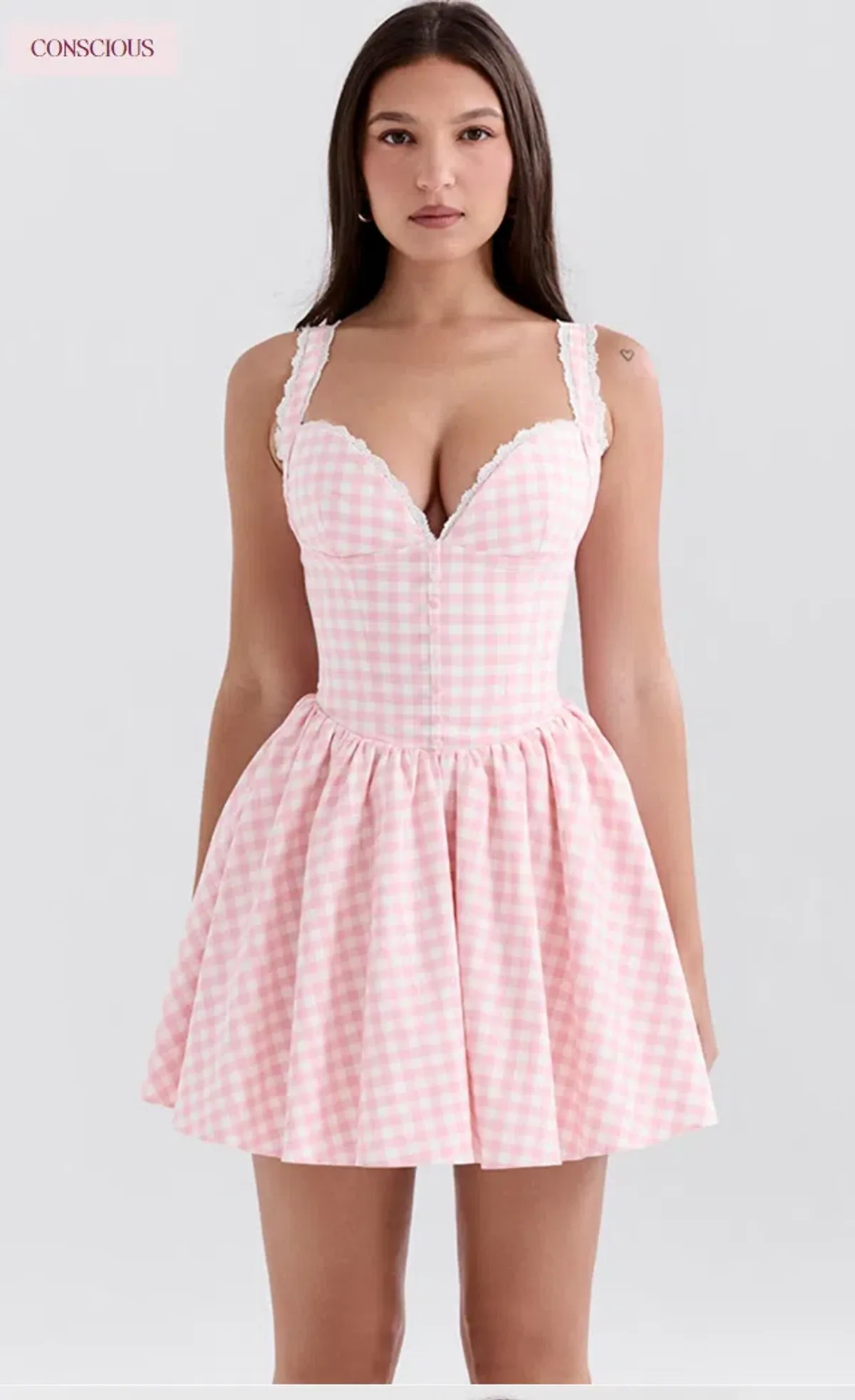 House of CB Brigitte strawberry shortcake gingham corset mini dress - Image 1
