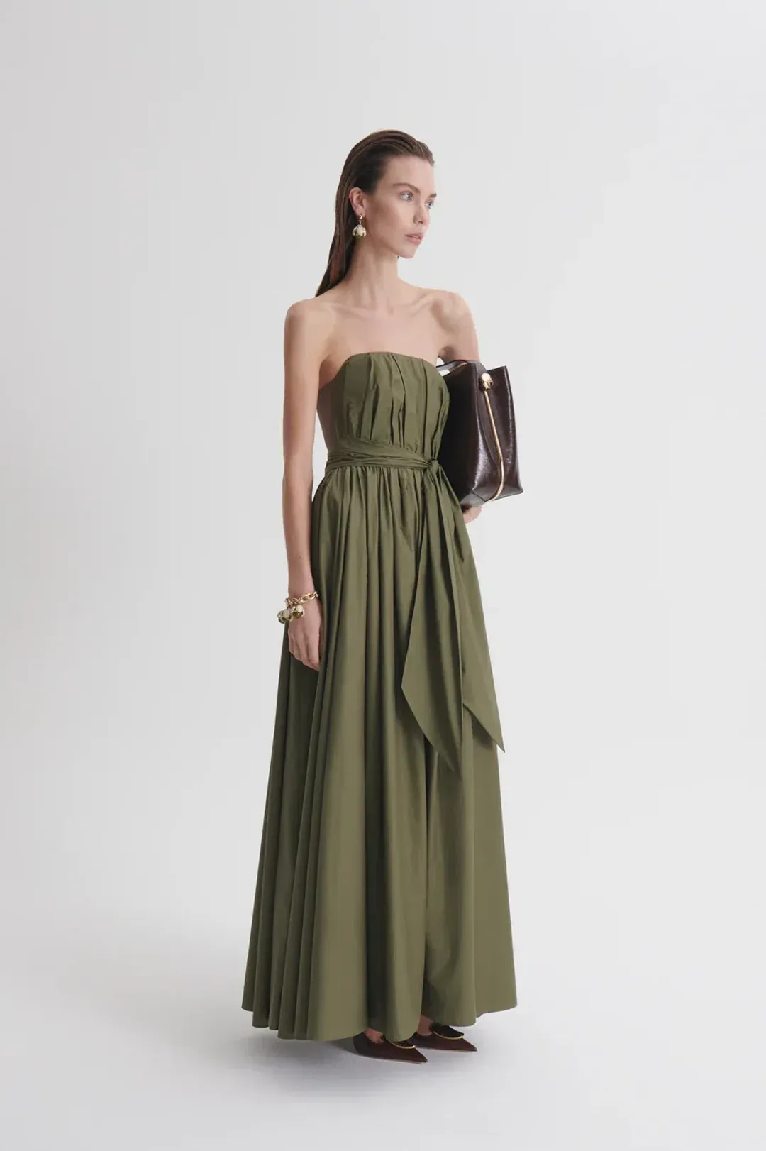 Scanlan Theodore Parachute Crepe Gown Green for rent on The Volte - main image