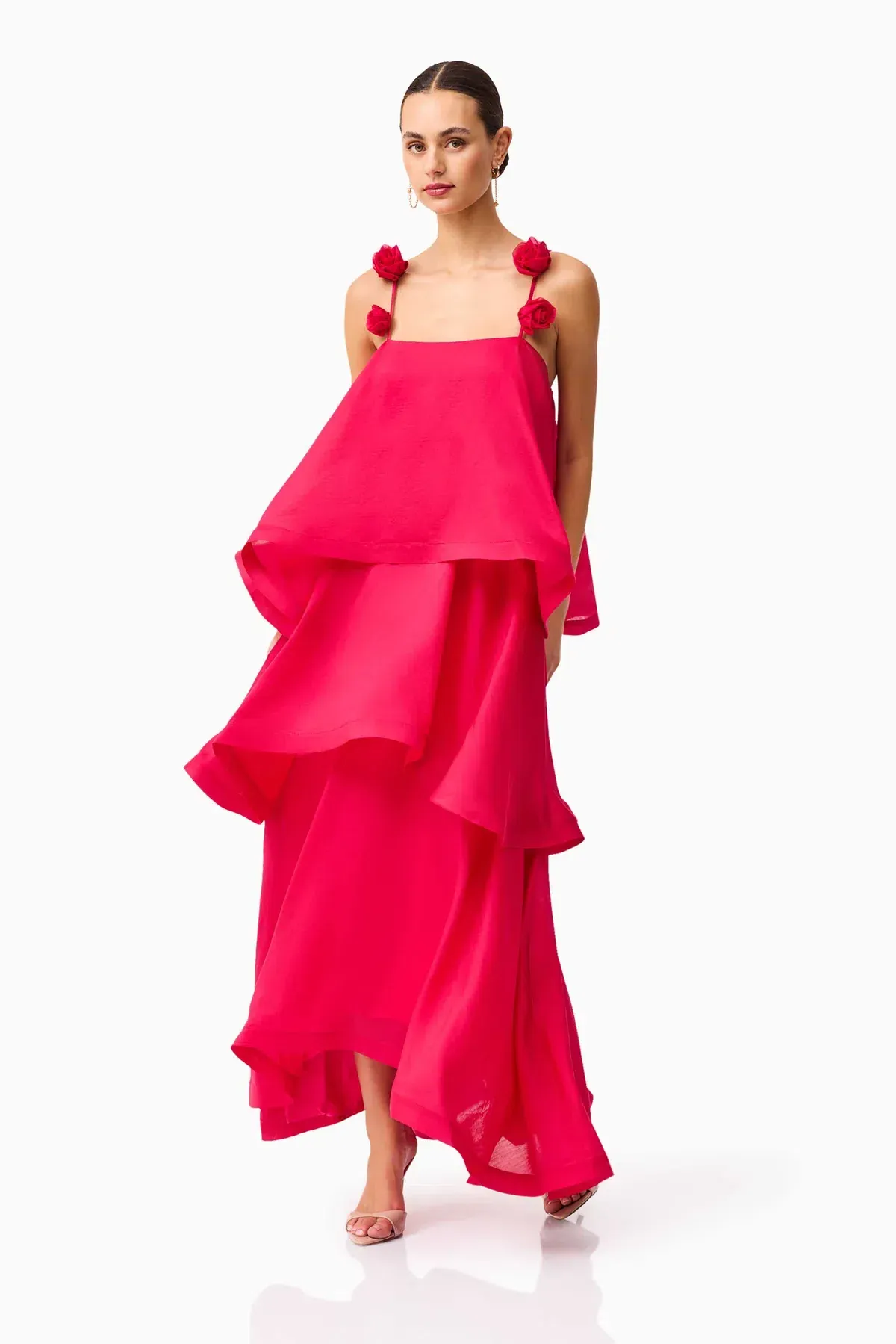 Elliatt Thalia Tiered Gown Rasberry Pink size M / 10-12 - Image 5
