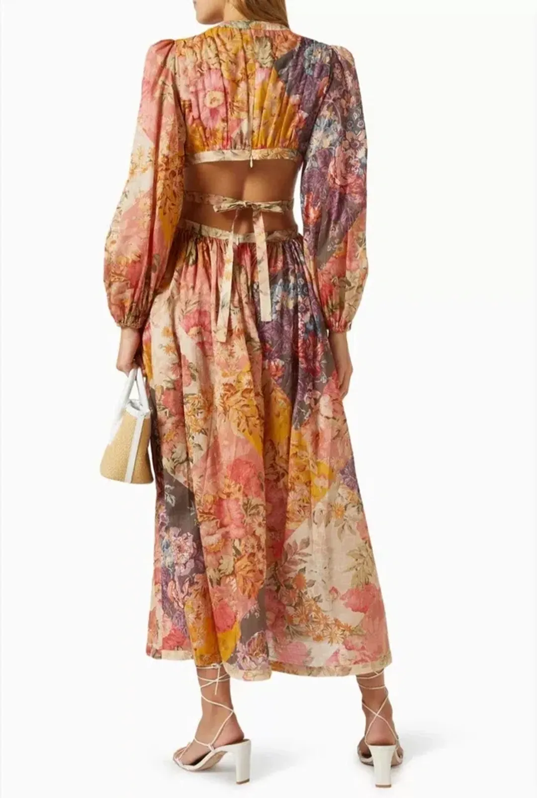 Zimmermann Pattie Patchwork Cutout Long Dress Size 0 / AU 8 for rent on The Volte - main image