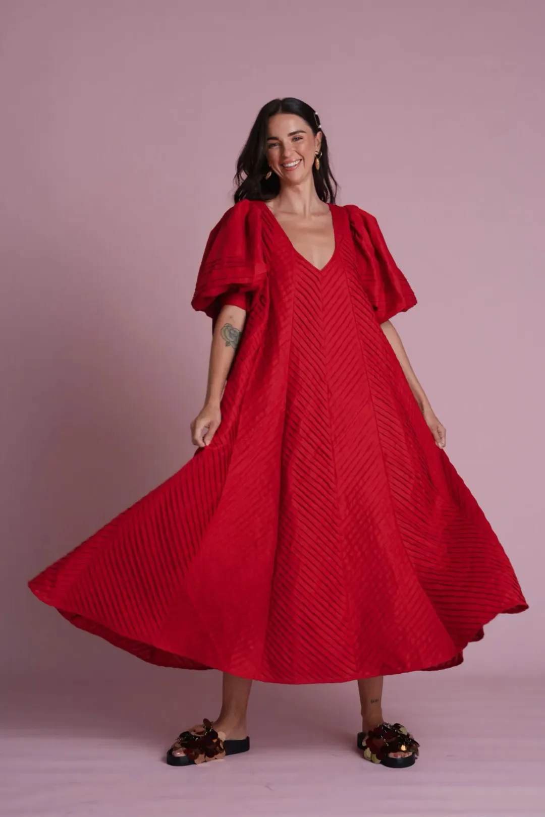 Odet Cherie Chevron muma rouge midi SIZE XXL  for rent on The Volte - main image