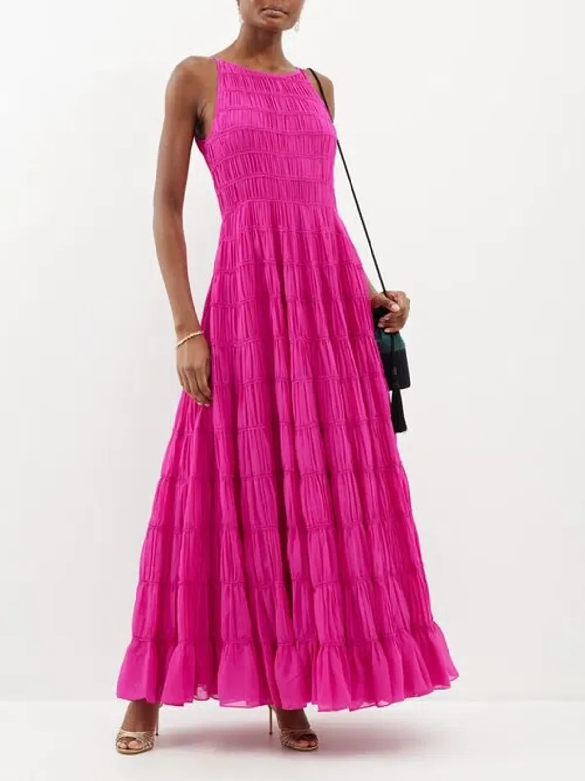 Aje Rosewood Ruched Maxi Dress Magenta Size 10 - Image 4