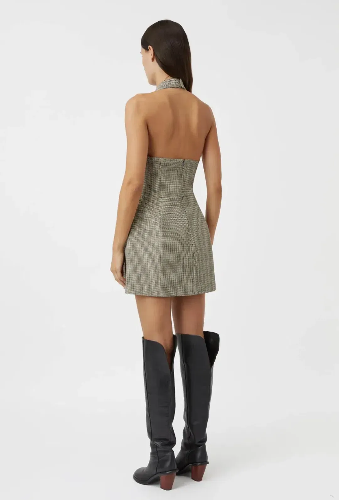 Camilla and Marc Banks Mini Dress in Black Houndstooth for rent on The Volte - main image