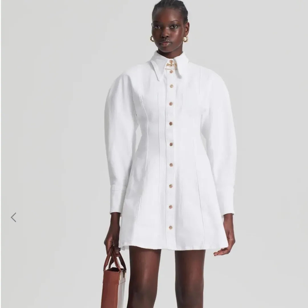 Scanlan Theodore Denim Cocoon Sleeve Mini Dress for rent on The Volte - main image