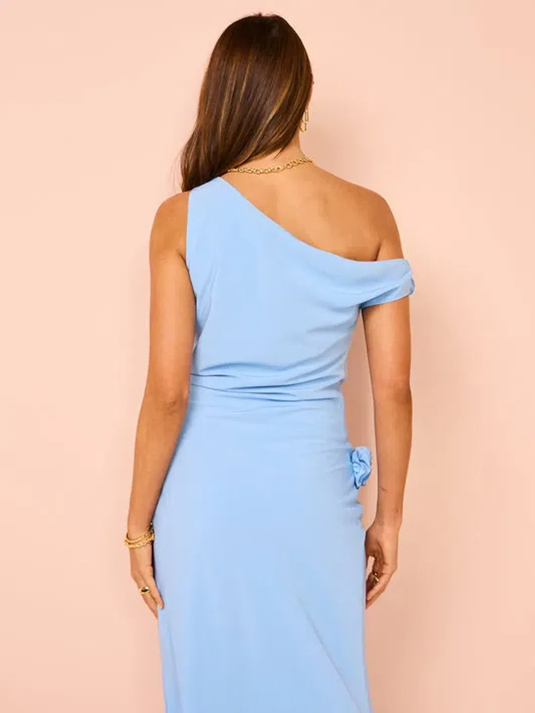Issy - Off Shoulder Maxi Dress in Blue for rent on The Volte - main image