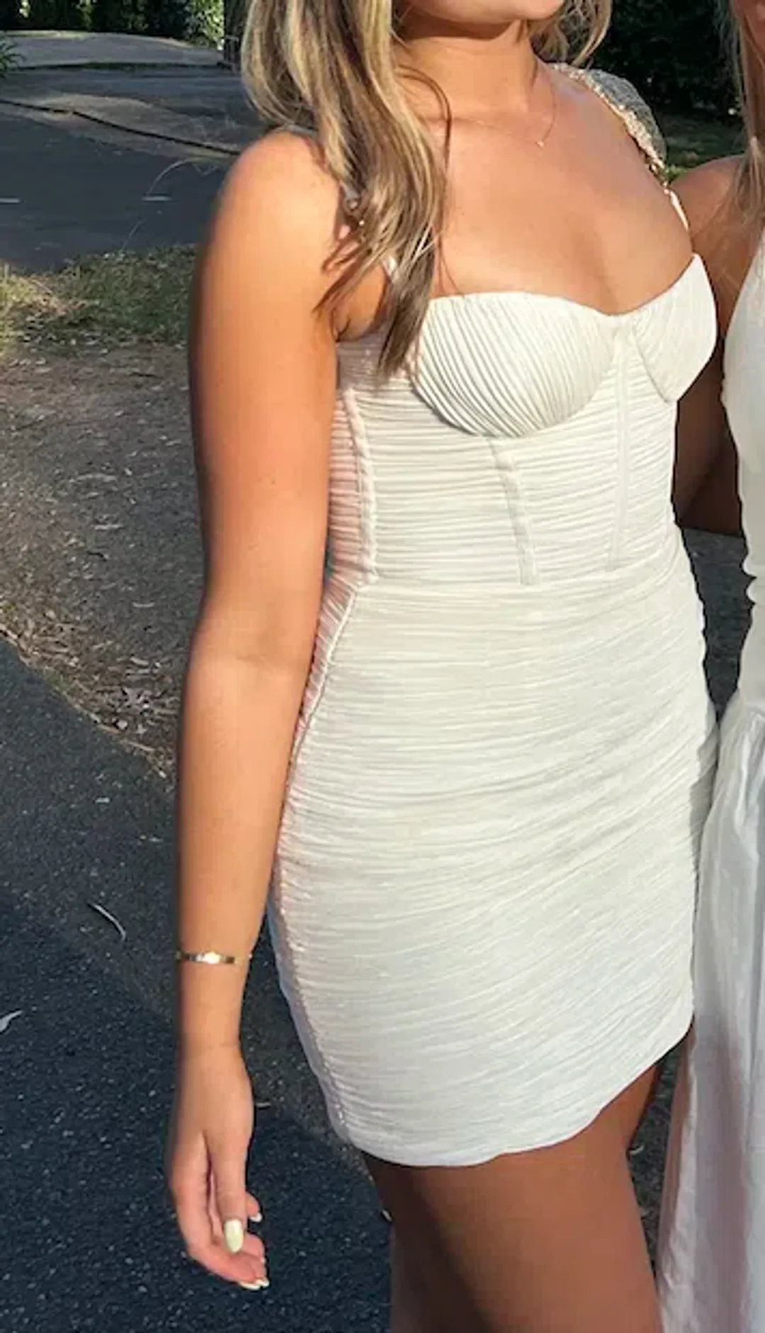 Manning Cartell White Double Time Pleat Mini Dress  for rent on The Volte - main image