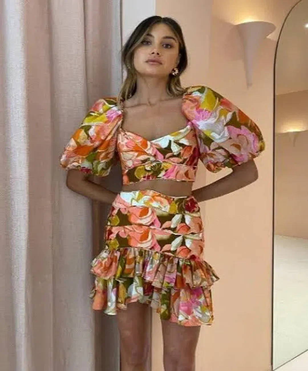 ACLER PORTER TOP AND SKIRT SET PRINT SIZE 10 for rent on The Volte - main image