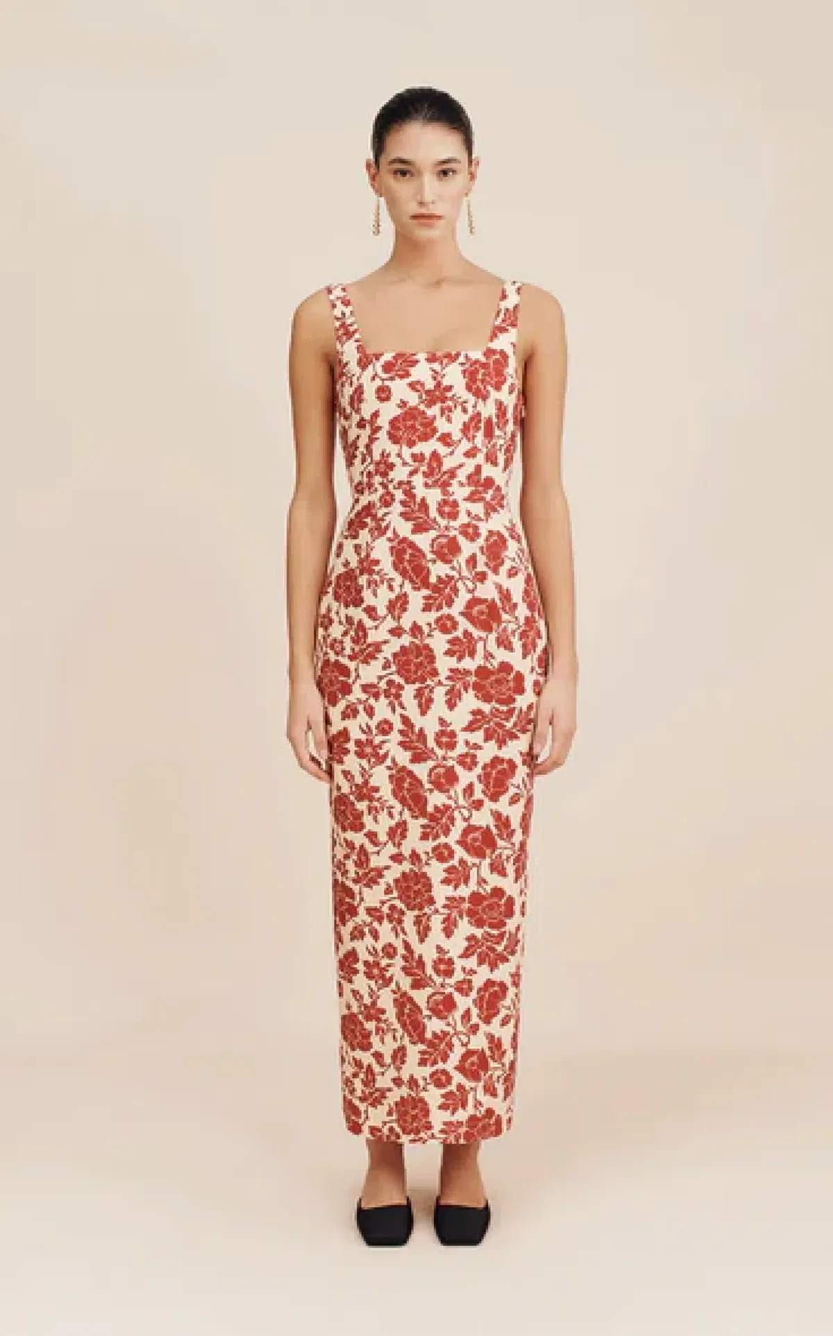 Skyla Column Dress - Scarlet Bloom - Image 2