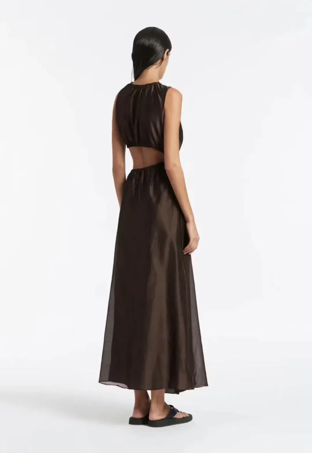 ANJE ASYMMETRICAL CUT OUT DRESS IN CHOCOLATE SIZE 1 / AU 8 for rent on The Volte - main image
