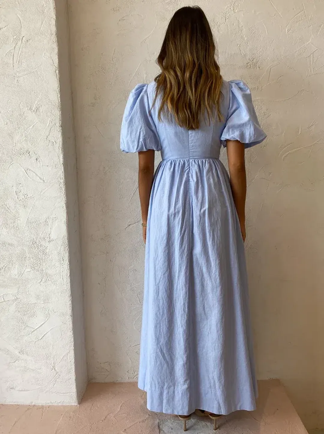 By Nicola Dahlia Ring Detail Maxi Dress In Sky for rent on The Volte - main image