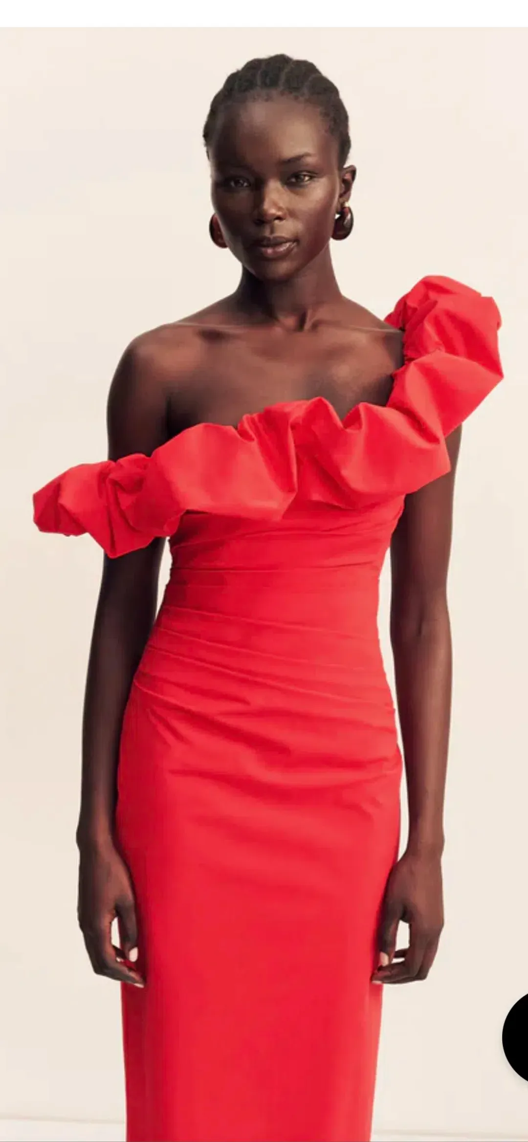 Shona Joy - Campbell Ruffle Draped Maxi Dress - Goji for rent on The Volte - main image