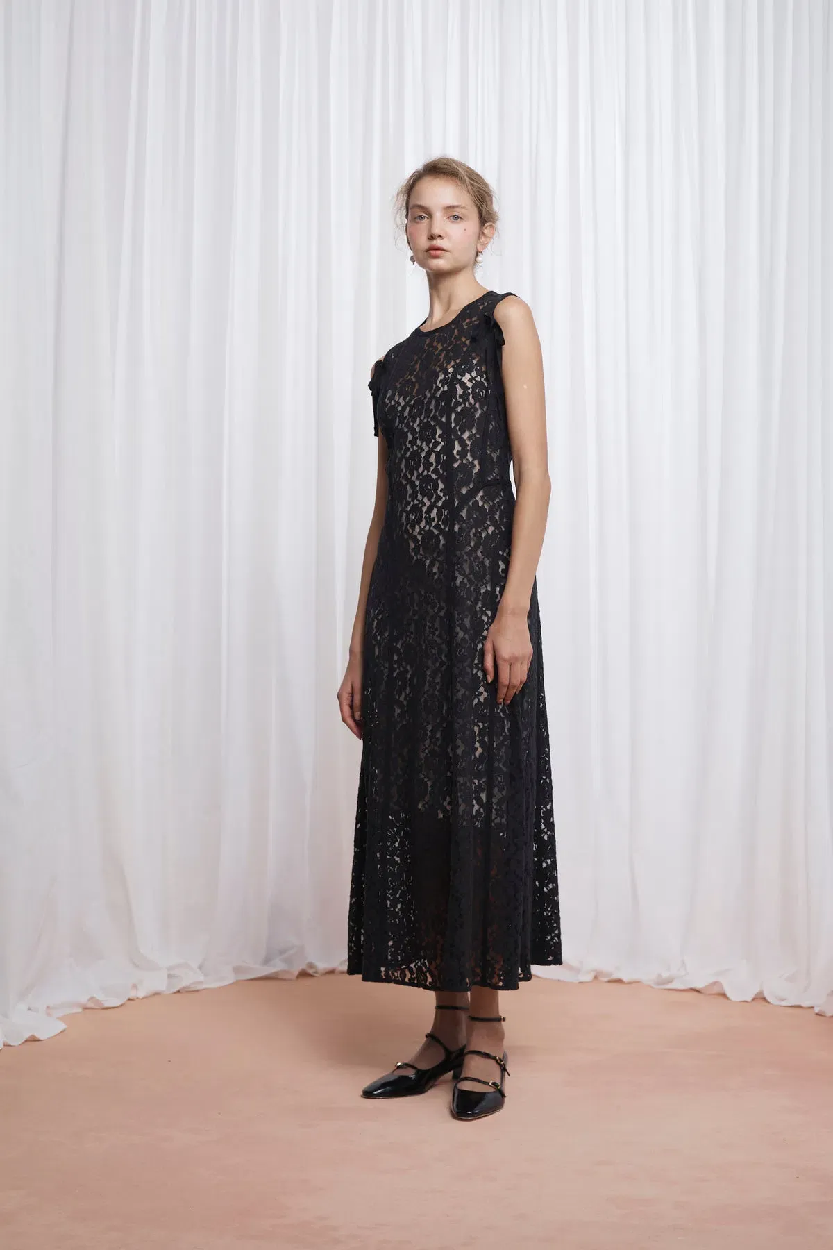 Lovaan Audrey Dress Cotton/Nylon Black Size 10 - Image 3