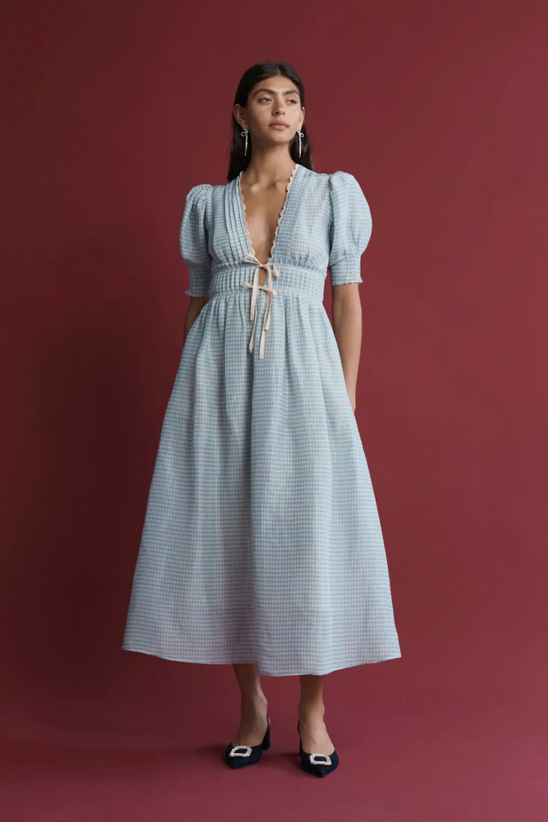 Lovaan Boehm Dress Blue Gingham Size 12 for rent on The Volte - main image