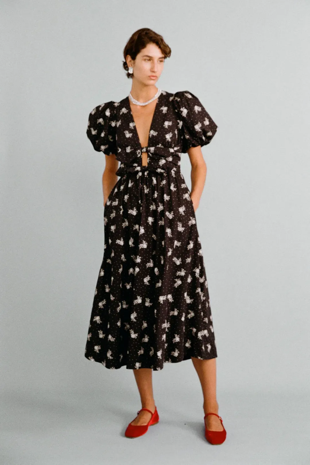 Lovaan Devon Dress Vintage Rose Black Size 14 for rent on The Volte - main image