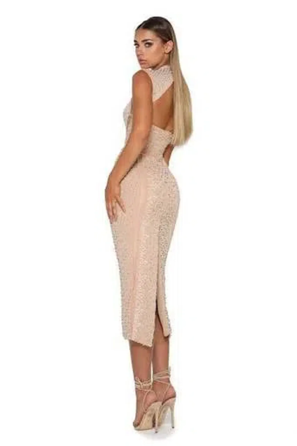 Portia and Scarlett Balmain Beaded Midi Dress Size 8 - Image 4