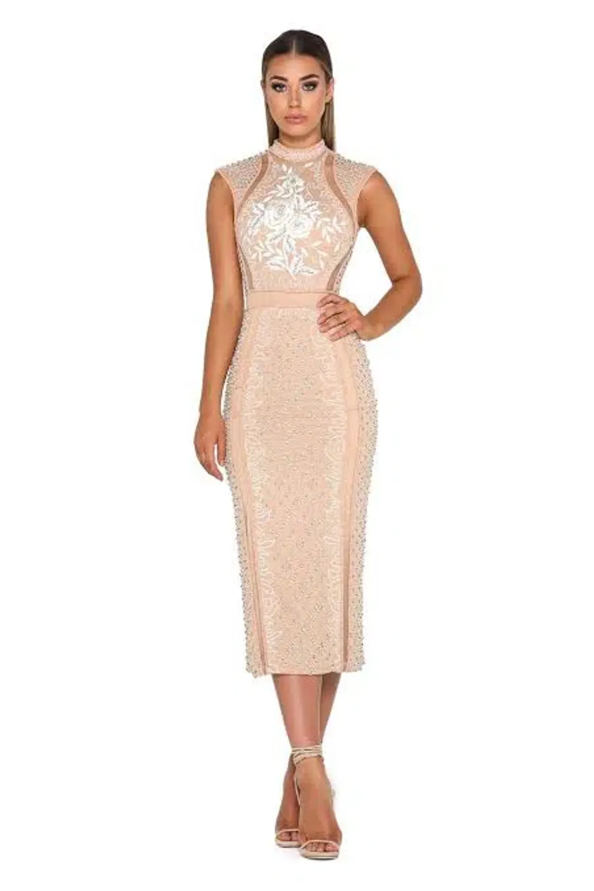 Portia and Scarlett Balmain Beaded Midi Dress Size 8 - Image 1