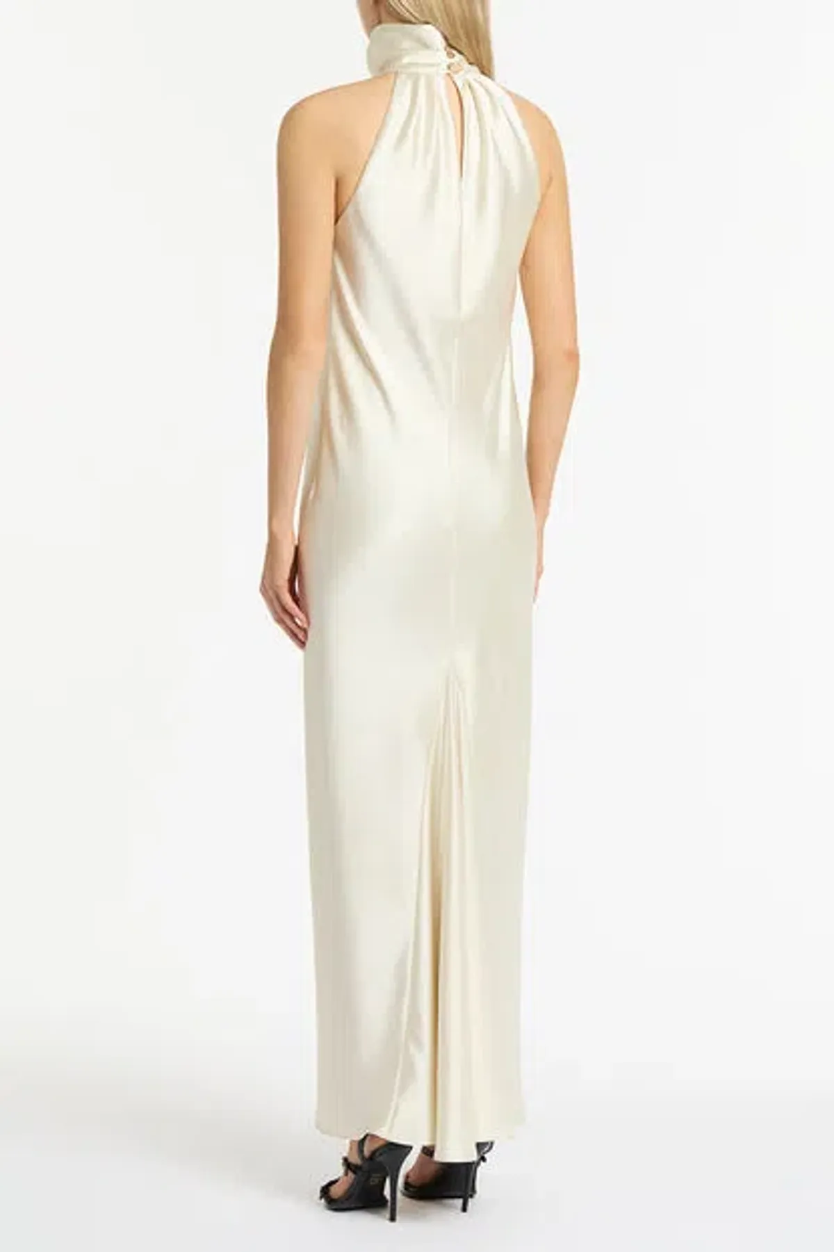 Carla Zampatti Ivory Satin Bias Dress Size 8  - Image 2
