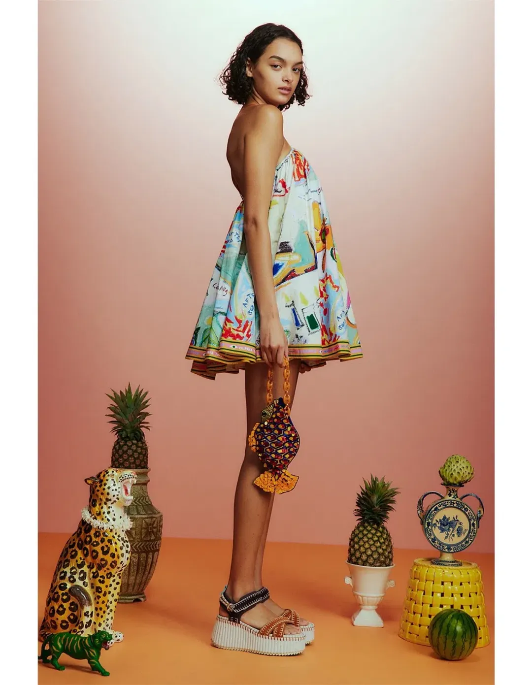 ALEMAIS La Charrasca Halter Mini Dress Multi Size 10 AU for rent on The Volte - main image