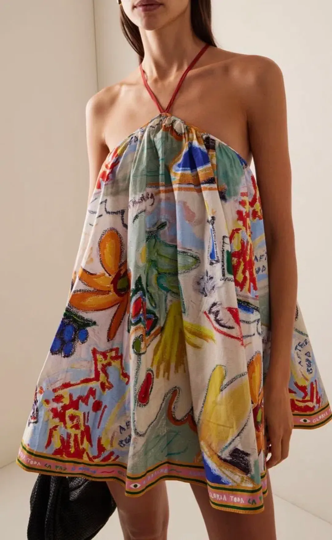 ALEMAIS La Charrasca Halter Mini Dress Multi Size 10 AU for rent on The Volte - main image