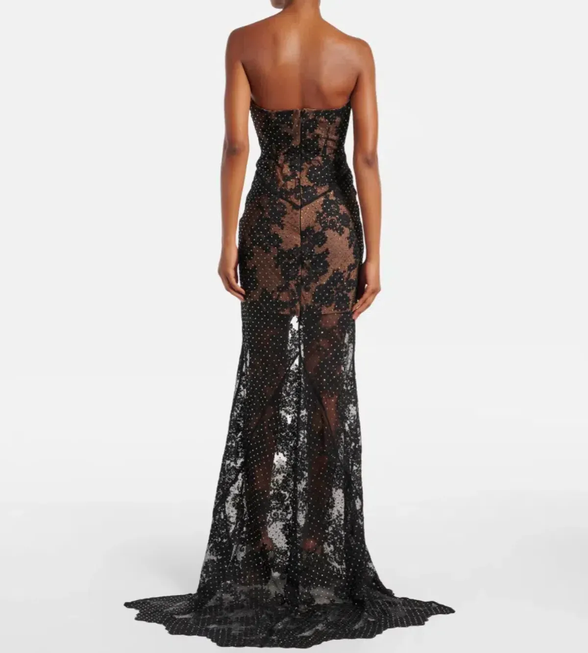 Self Portrait Rhinestone Embellished Sheer Gown Black Size AU 12 - Image 2