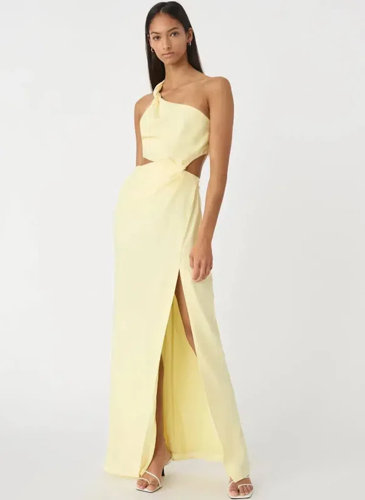 MISHA Kristin Satin Gown - soft yellow - size 8 - Image 1