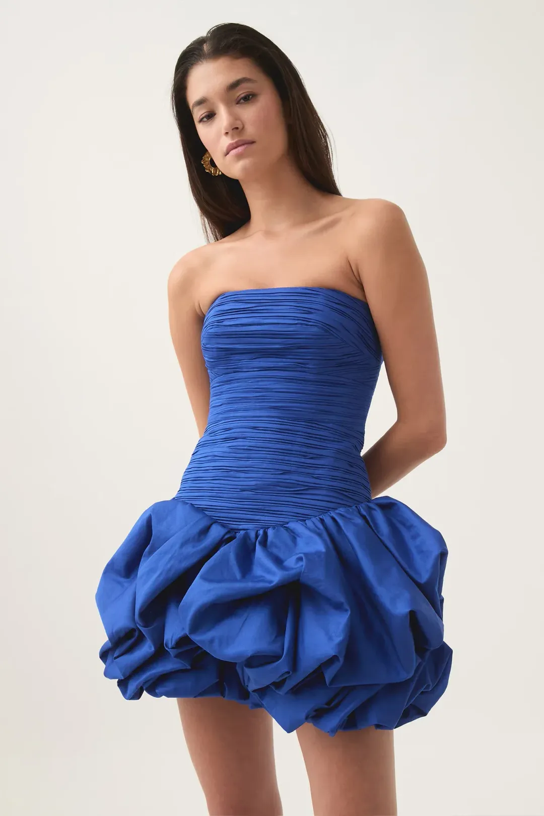 AJE Violette Bubble Hem Mini Dress in Cobalt Size 8 for rent on The Volte - main image