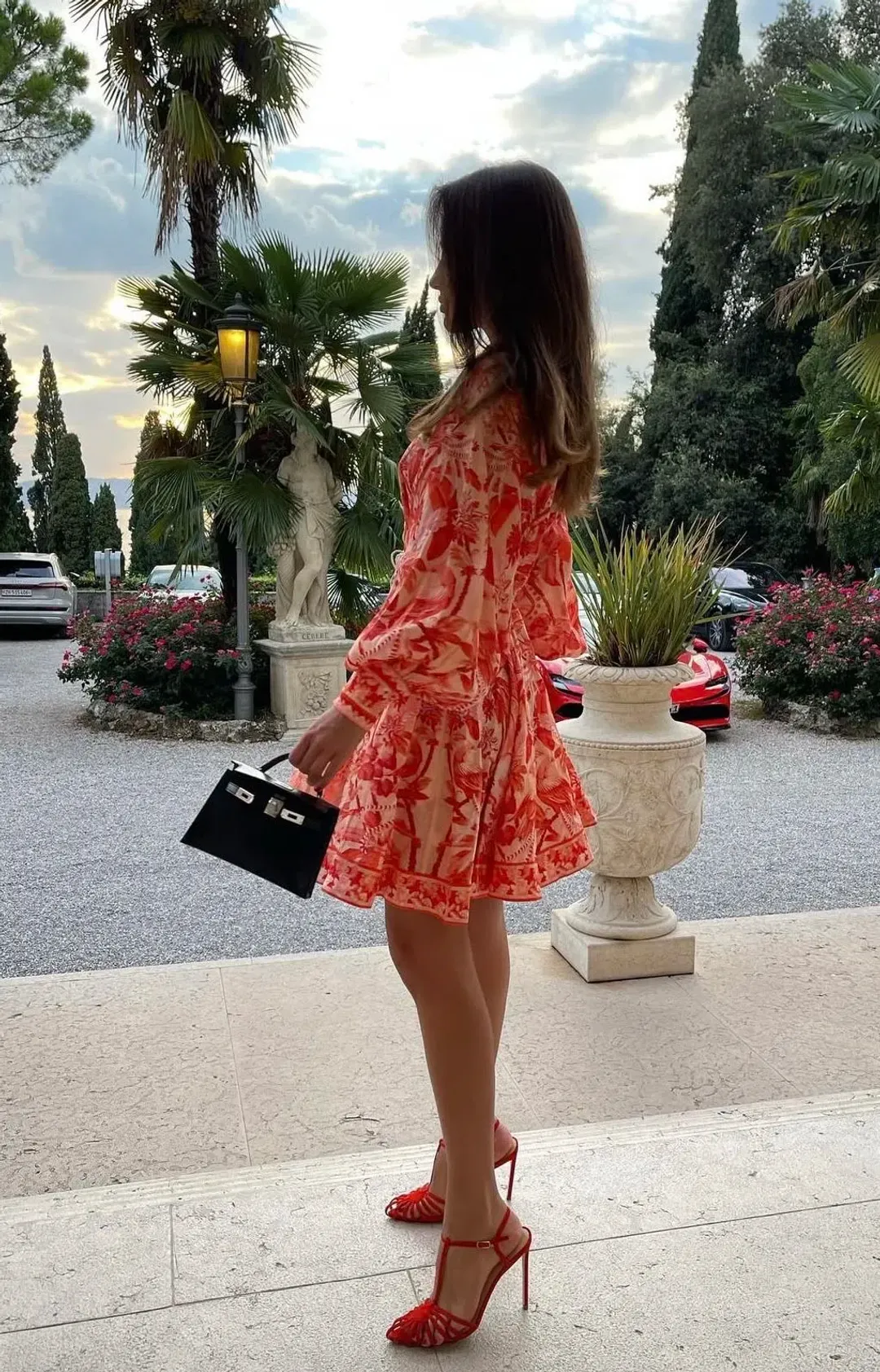 Zimmermann Lyre Billow Sleeve Mini Dress Red Palm Size 2 (AU 12) for rent on The Volte - main image