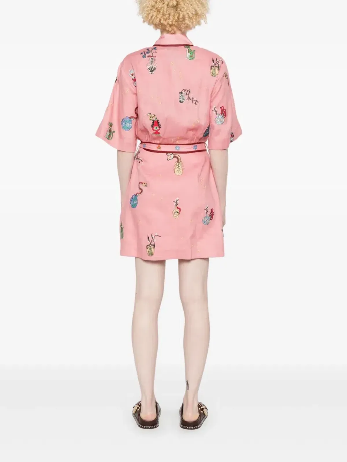 ALEMAIS Timmy  Embroidered Mini Dress Pink Size 10 AU - Image 10