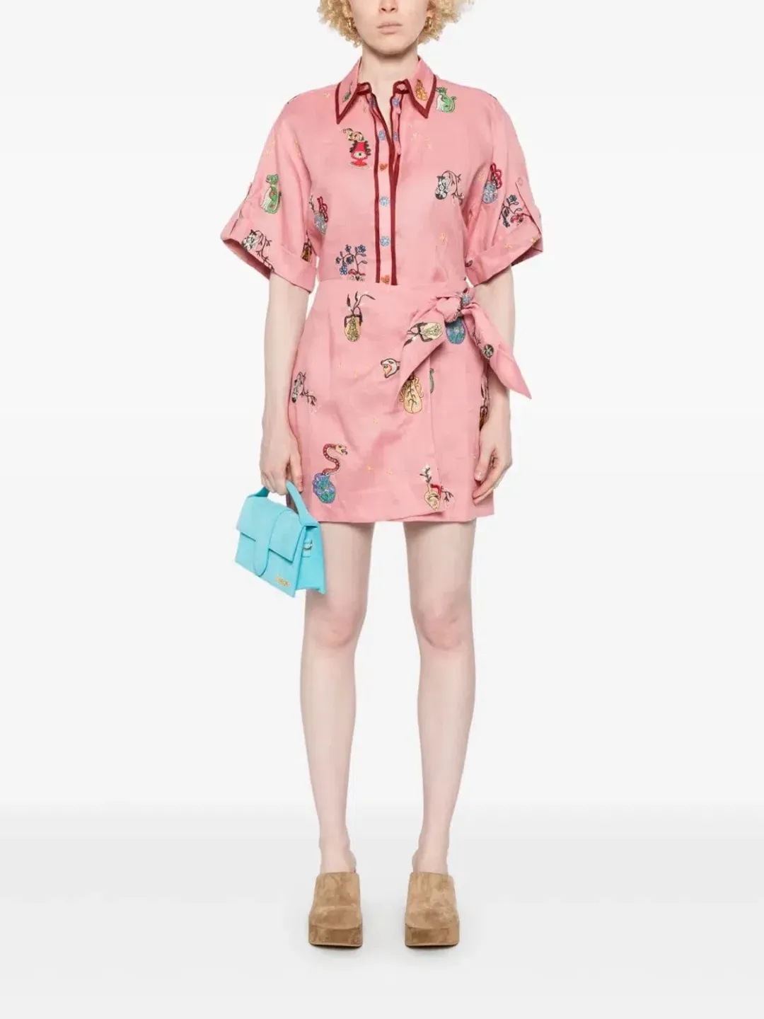 ALEMAIS Timmy Embroidered Shirt & Sarong Skirt Pink Size 10 AU for rent on The Volte - main image