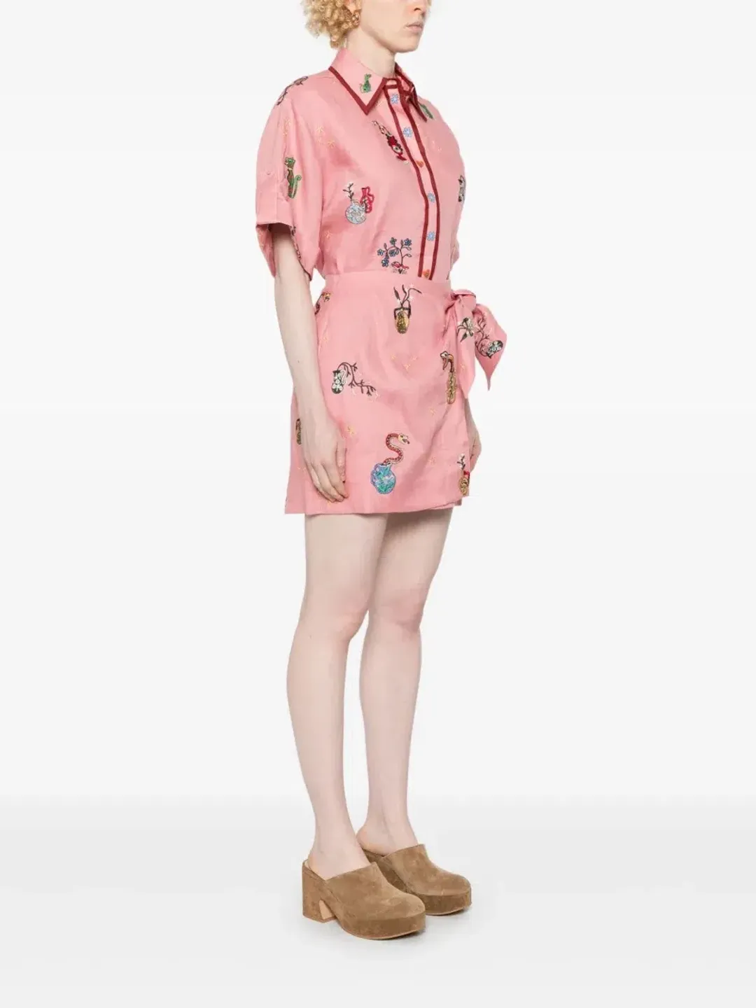 ALEMAIS Timmy Embroidered Shirt & Sarong Skirt Pink Size 10 AU for rent on The Volte - main image