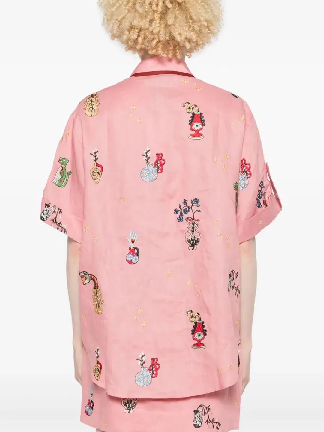 ALEMAIS Timmy Embroidered Shirt & Sarong Skirt Pink Size 10 AU for rent on The Volte - main image