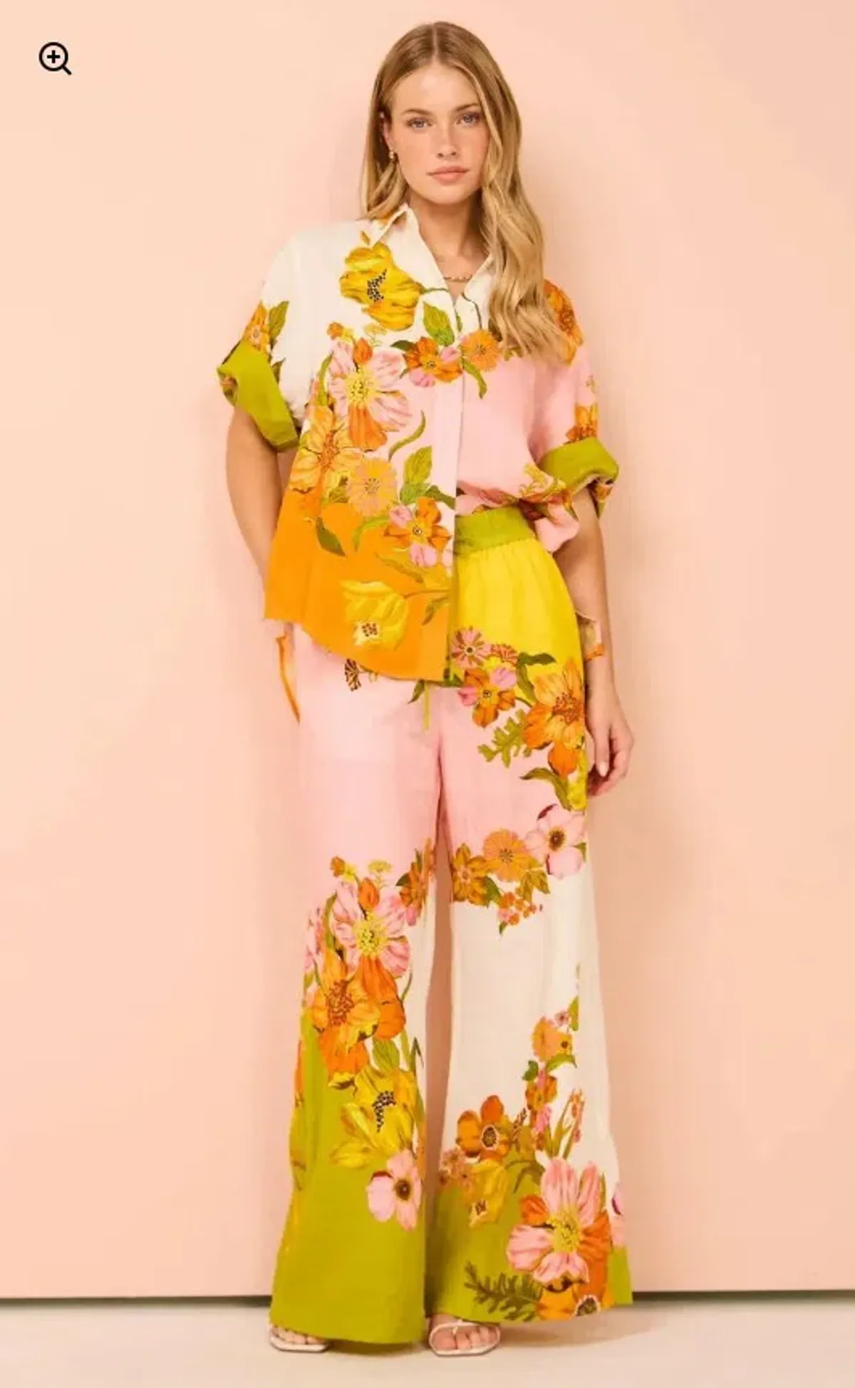 Alemais Silas Shirt and Pants Set Pink Yellow Floral Size 8 - Image 1