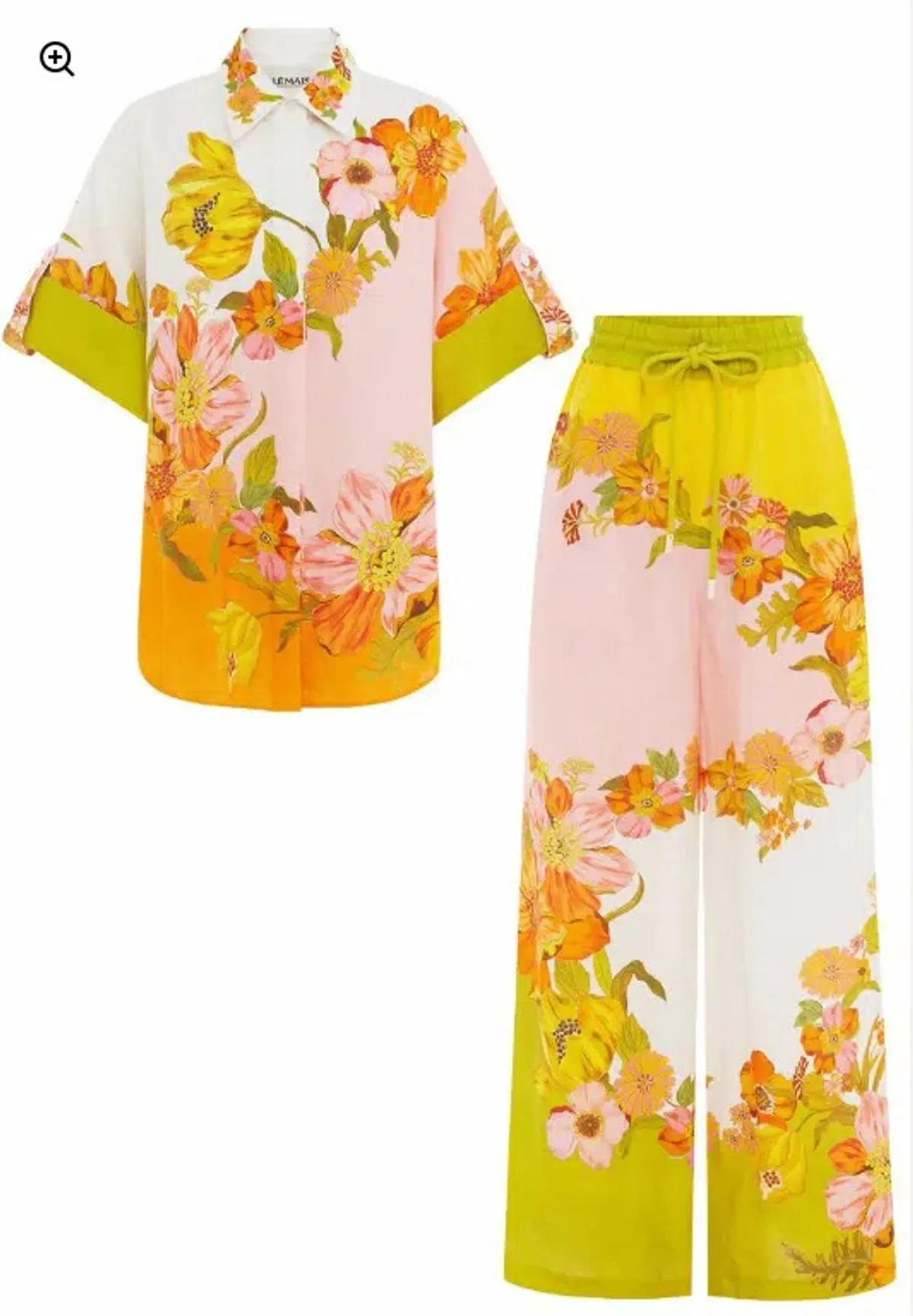 Alemais Silas Shirt and Pants Set Pink Yellow Floral Size 8 - Image 3
