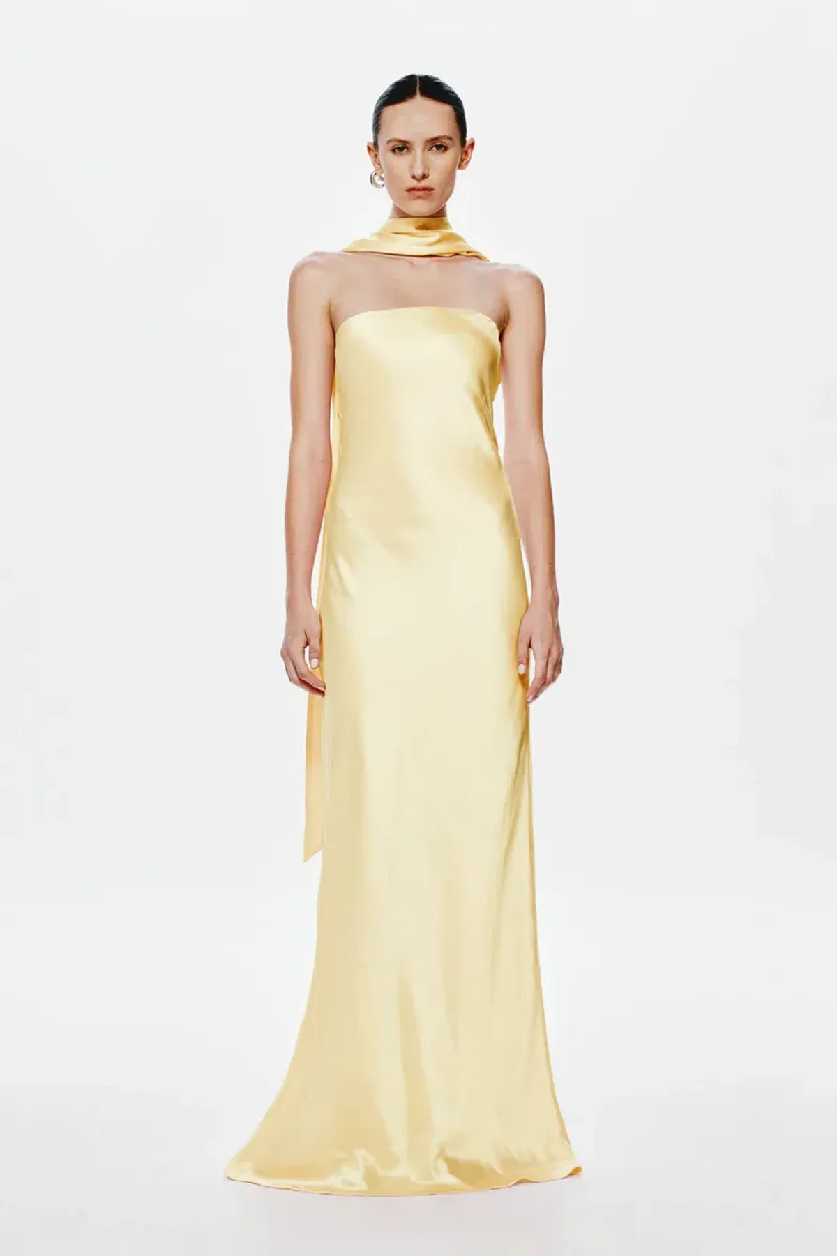 Misha Lilia Satin Dress Yellow Size S - Image 1