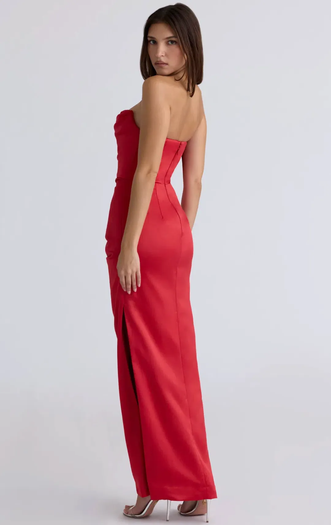 House of CB Adrienne Gathered Strapless Gown (RED) size 8 for rent on The Volte - main image